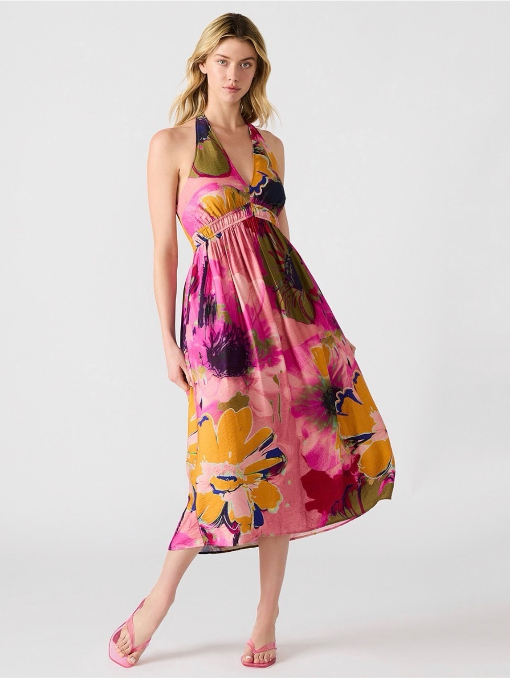 Steve Madden Women's Piper Printed Halter Sleeveless Midi Dress Size S NWT